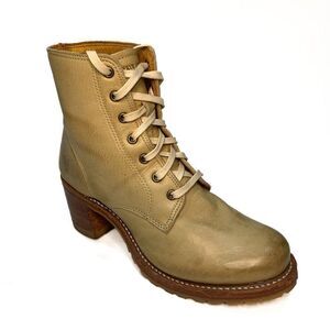 Frye Sabrina Stonewashed Leather Lace Up Chunky Heeled Combat Ankle Booties 6.5